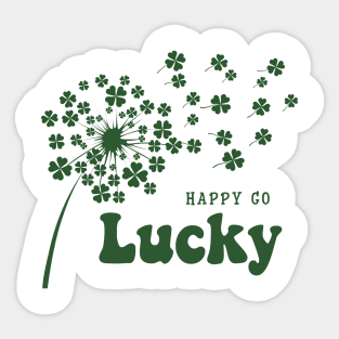 Happy Go Lucky Clover Dandelion Flower St Patrick's Day Sticker